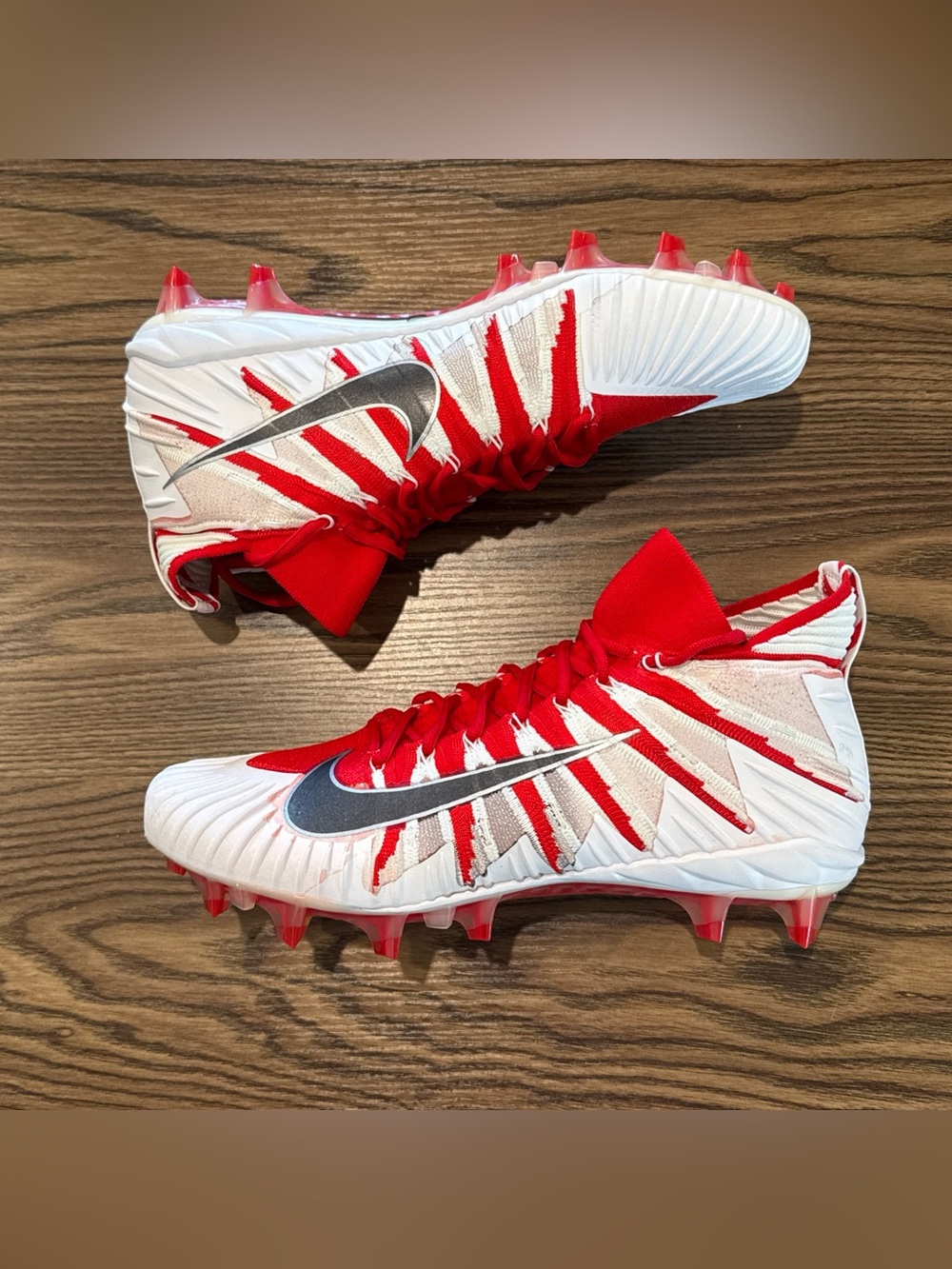 Size 12.5 Nike Alpha Menace Elite TD Football Cleats White Red 877141-600 - NEW